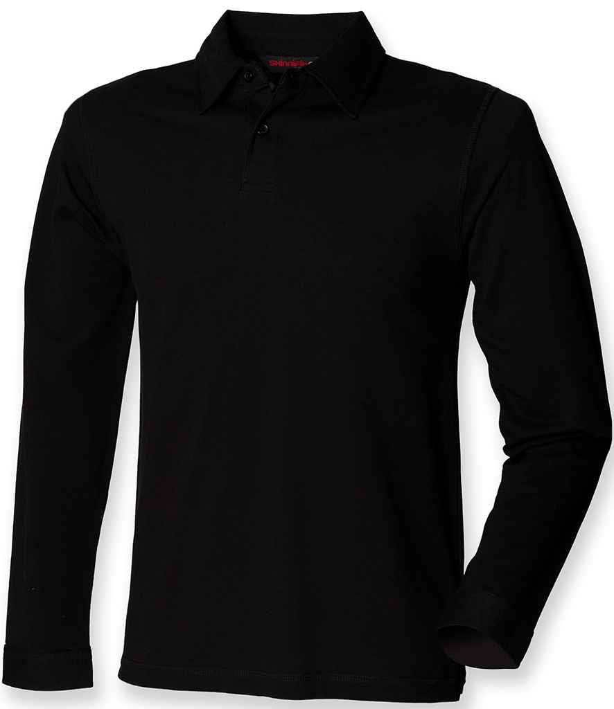 SF Men Long Sleeve Stretch Polo Shirt in by SF — Custom branded clothing by Print Press, featuring premium embroidery produced in our specialist print lab in the UK.