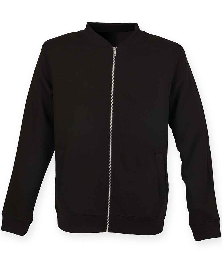 SF Unisex Bomber Sweat Jacket in Black by SF — Custom branded clothing by Print Press, featuring premium embroidery produced in our specialist print lab in the UK.