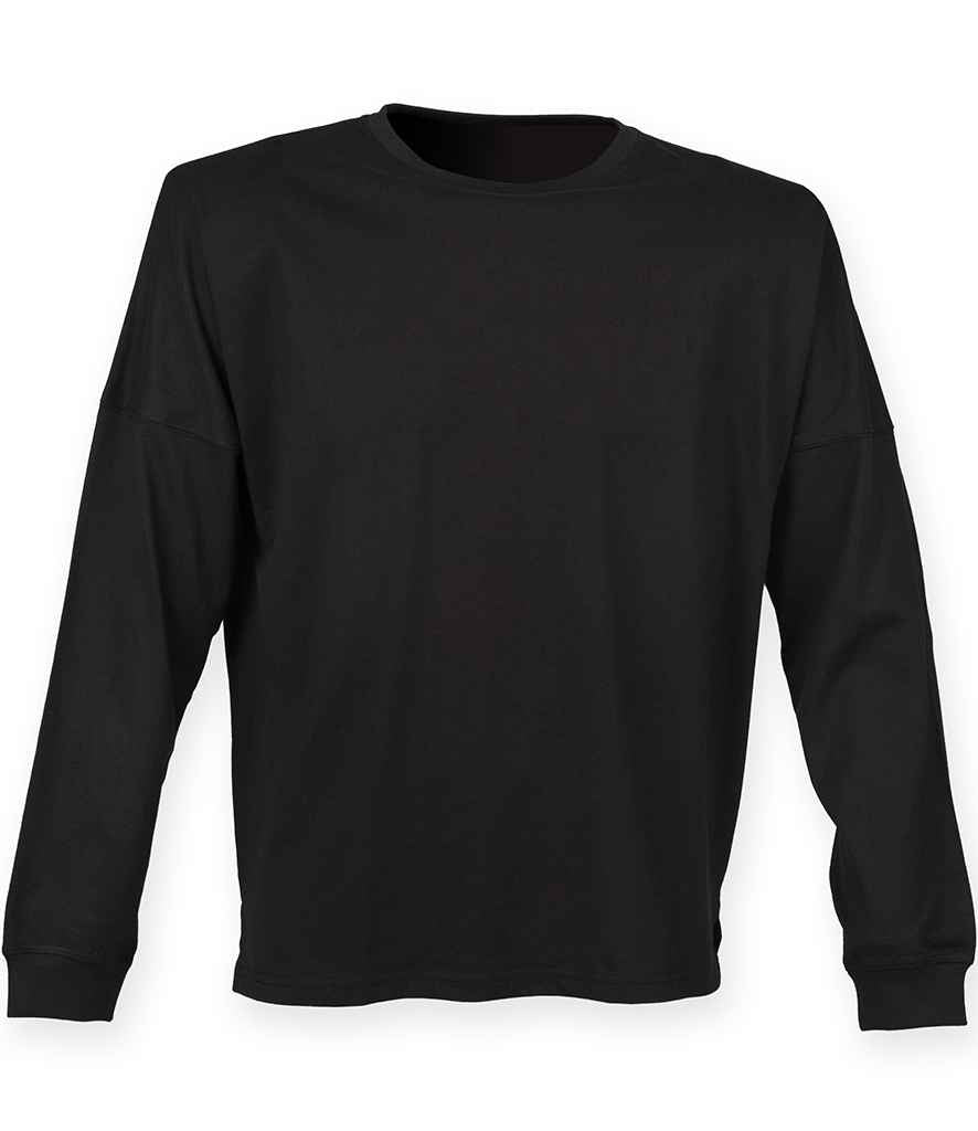 SF Unisex Drop Shoulder Slogan Top in Black by SF — Custom branded clothing by Print Press, featuring premium embroidery produced in our specialist print lab in the UK.