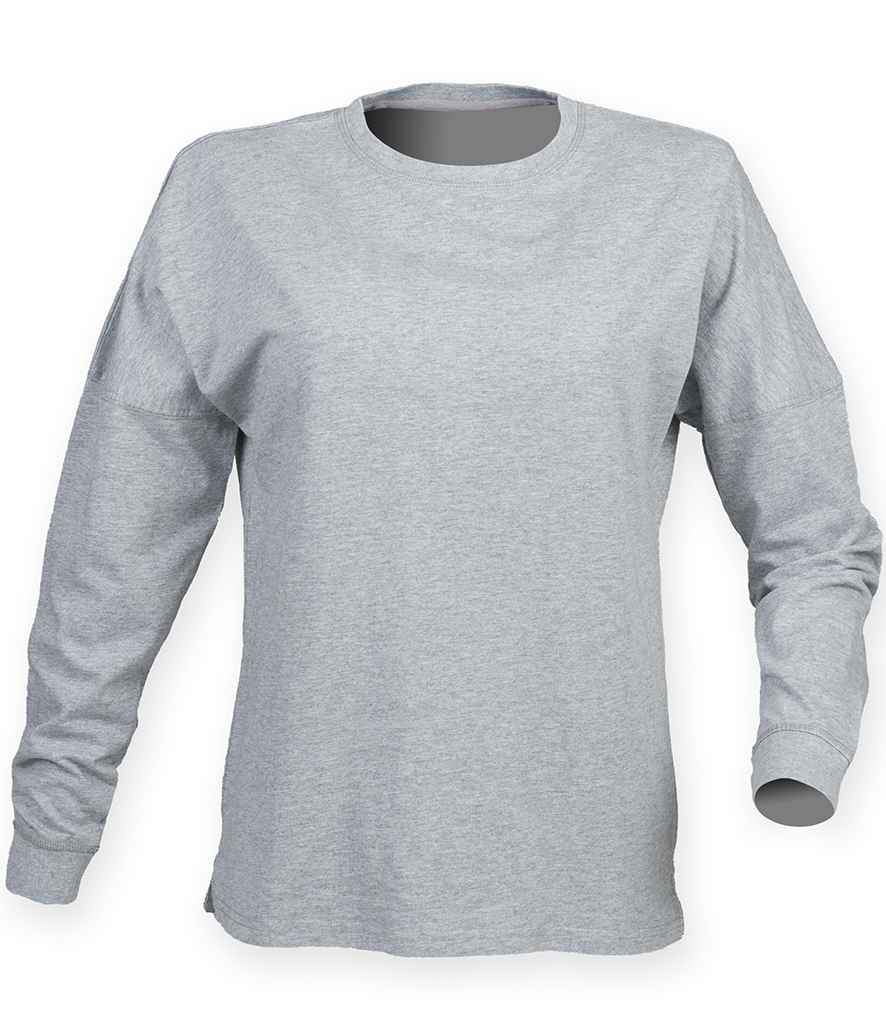 SF Unisex Drop Shoulder Slogan Top in Heather Grey by SF — Custom branded clothing by Print Press, featuring premium embroidery produced in our specialist print lab in the UK.