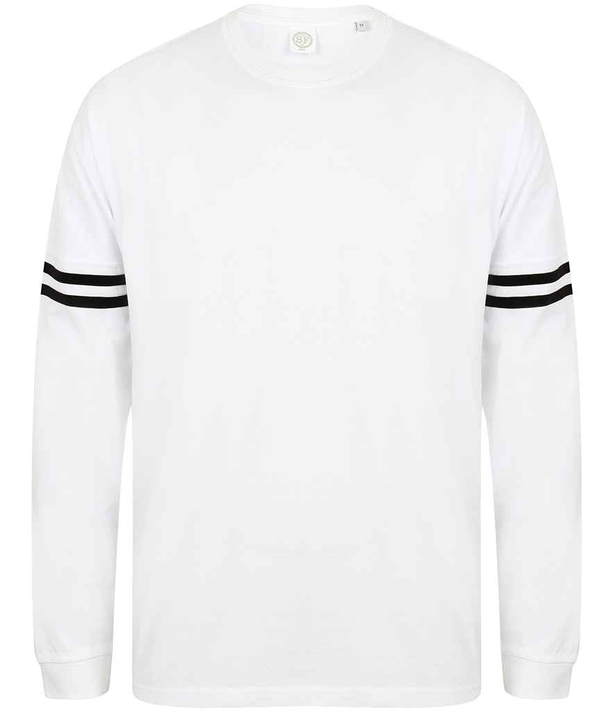 SF Unisex Drop Shoulder Slogan Top in White Black by SF — Custom branded clothing by Print Press, featuring premium embroidery produced in our specialist print lab in the UK.
