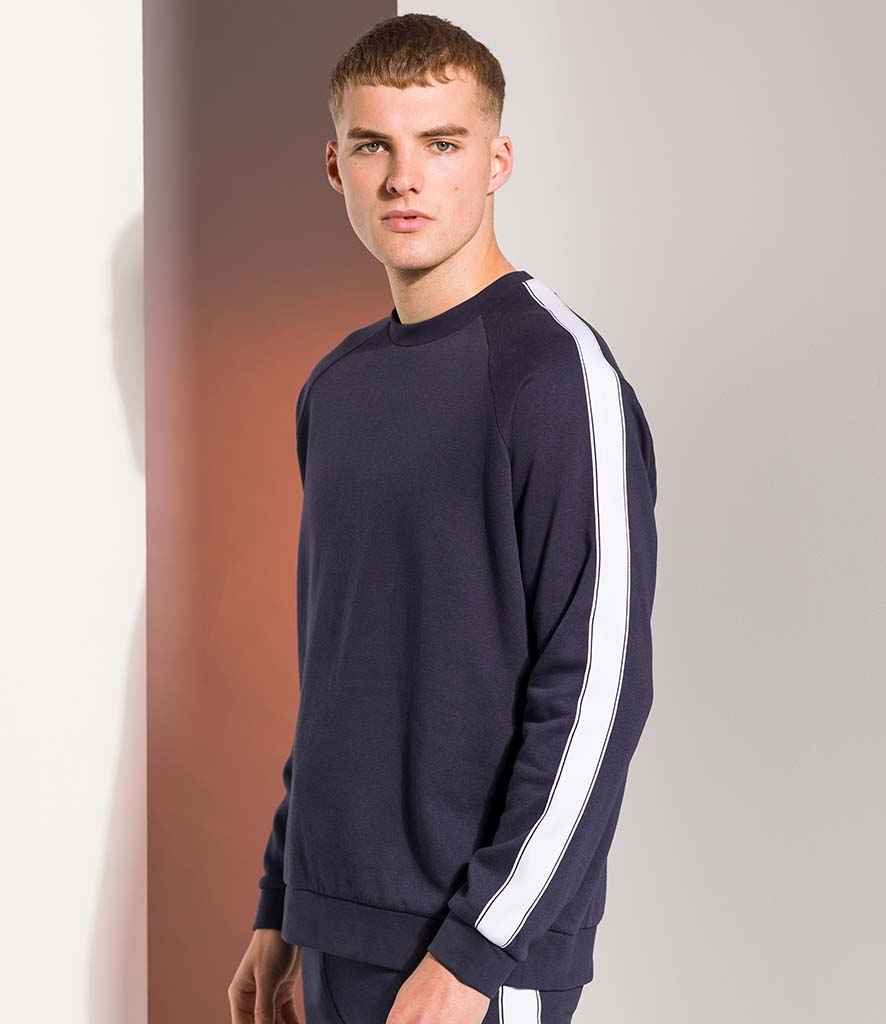 SF Unisex Contrast Raglan Sweatshirt in Navy White by SF — Custom branded clothing by Print Press, featuring premium embroidery produced in our specialist print lab in the UK.