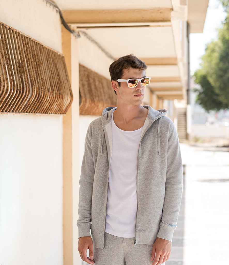 SF Unisex Slim Fit Zip Hooded Sweatshirt in Heather Grey by SF — Custom branded clothing by Print Press, featuring premium embroidery produced in our specialist print lab in the UK.