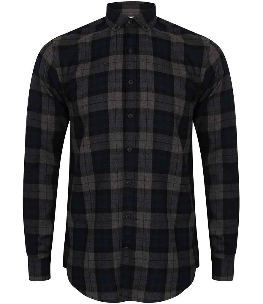 SF Men Brushed Check Casual Shirt in Navy by SF — Custom branded clothing by Print Press, featuring premium embroidery produced in our specialist print lab in the UK.