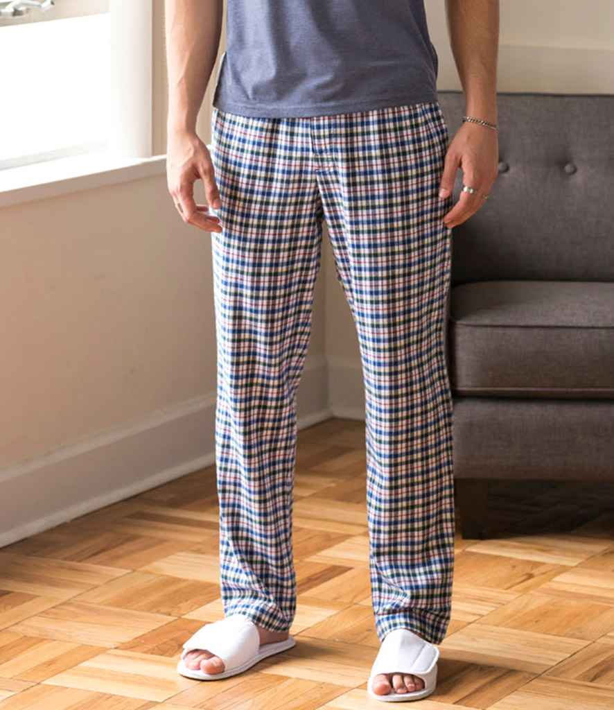 SF Men Tartan Lounge Pants in White Multi Check by SF — Custom branded clothing by Print Press, featuring premium embroidery produced in our specialist print lab in the UK.