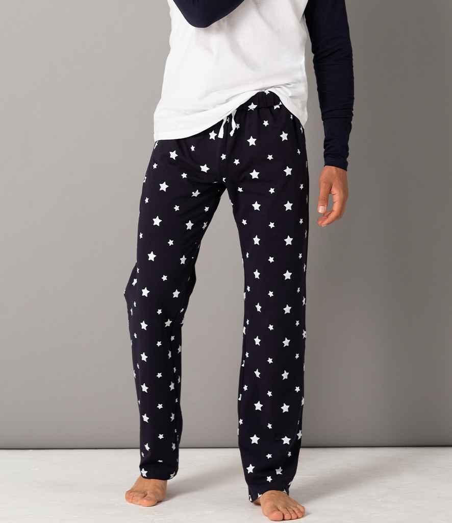 SF Men Lounge Pants in Navy White Stars by SF — Custom branded clothing by Print Press, featuring premium embroidery produced in our specialist print lab in the UK.