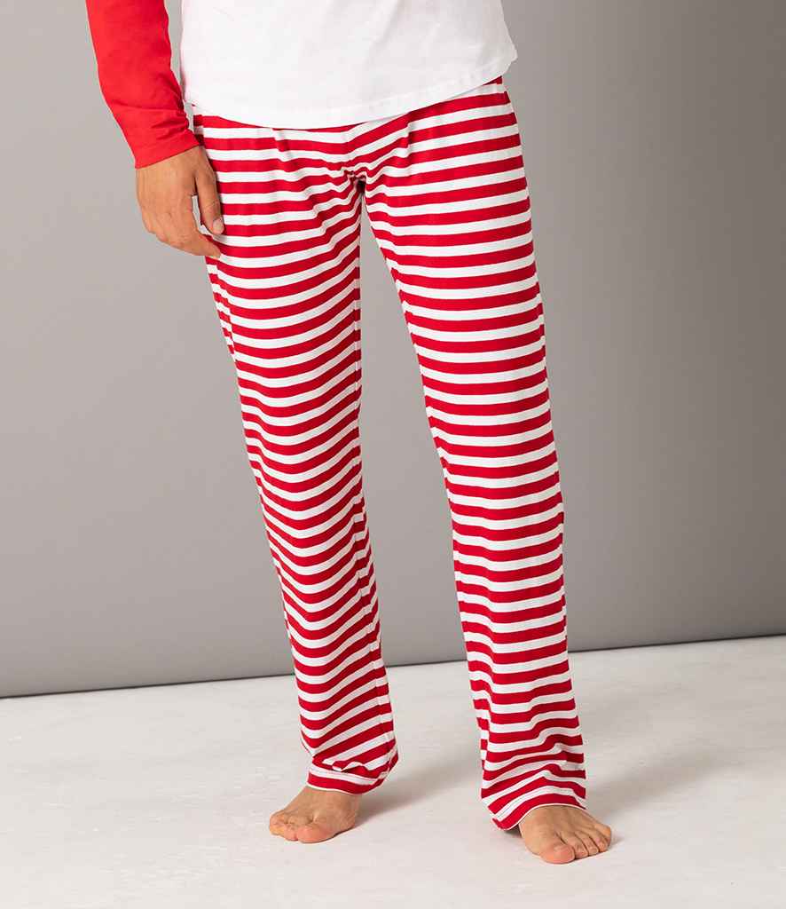 SF Men Lounge Pants in Red White Stripes by SF — Custom branded clothing by Print Press, featuring premium embroidery produced in our specialist print lab in the UK.