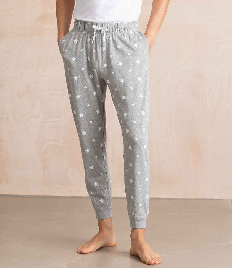 SF Unisex Cuffed Lounge Pants in Heather Grey White Stars by SF — Custom branded clothing by Print Press, featuring premium embroidery produced in our specialist print lab in the UK.