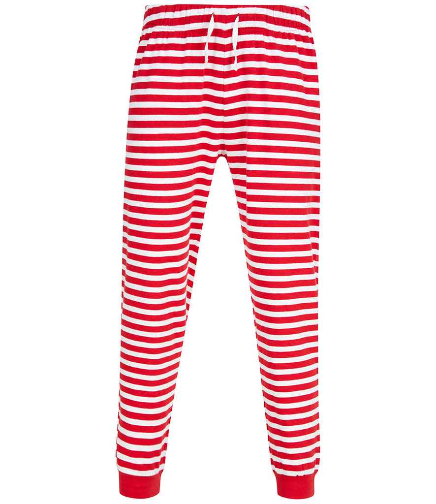 SF Unisex Cuffed Lounge Pants in Red White Stripes by SF — Custom branded clothing by Print Press, featuring premium embroidery produced in our specialist print lab in the UK.