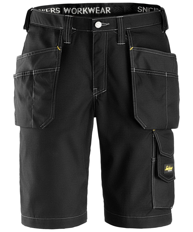 Craftsmen Ripstop Holster Pocket Shorts in Black by Snickers — Custom branded clothing by Print Press, featuring premium embroidery produced in our specialist print lab in the UK.