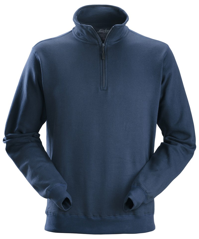 1/2 Zip Sweatshirt (2818) in Navy by Snickers — Custom branded clothing by Print Press, featuring premium embroidery produced in our specialist print lab in the UK.