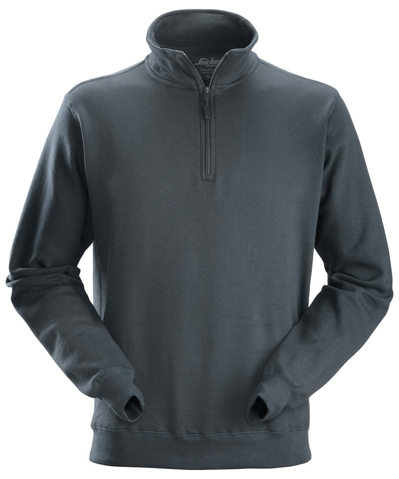 1/2 Zip Sweatshirt (2818) in Steel Grey by Snickers — Custom branded clothing by Print Press, featuring premium embroidery produced in our specialist print lab in the UK.
