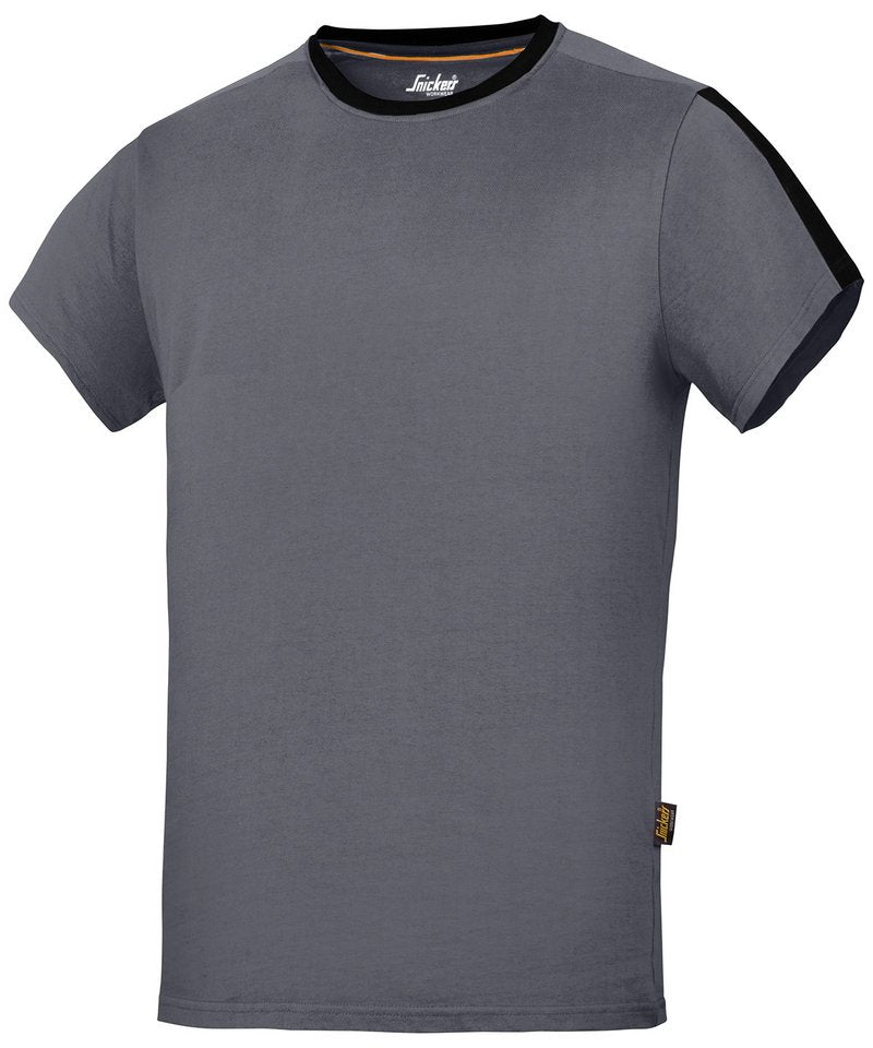 Allroundwork T-Shirt (2518) in Steel Grey Black by Snickers — Custom branded clothing by Print Press, featuring premium embroidery produced in our specialist print lab in the UK.