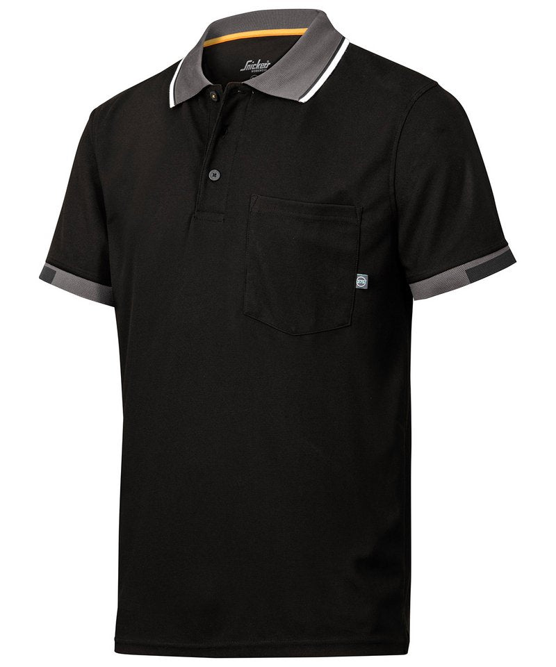 Allroundwork 37.5 Tech Short Sleeve Polo Shirt (2724) in Black by Snickers — Custom branded clothing by Print Press, featuring premium embroidery produced in our specialist print lab in the UK.
