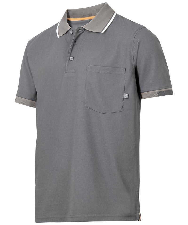 Allroundwork 37.5 Tech Short Sleeve Polo Shirt (2724) in Steel Grey by Snickers — Custom branded clothing by Print Press, featuring premium embroidery produced in our specialist print lab in the UK.