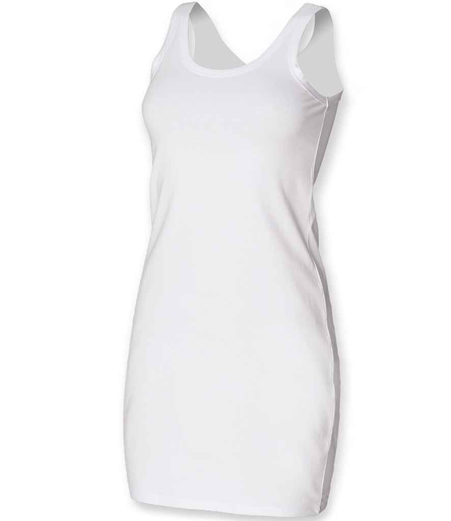 SF Ladies Tank Dress in White by SF — Custom branded clothing by Print Press, featuring premium embroidery produced in our specialist print lab in the UK.