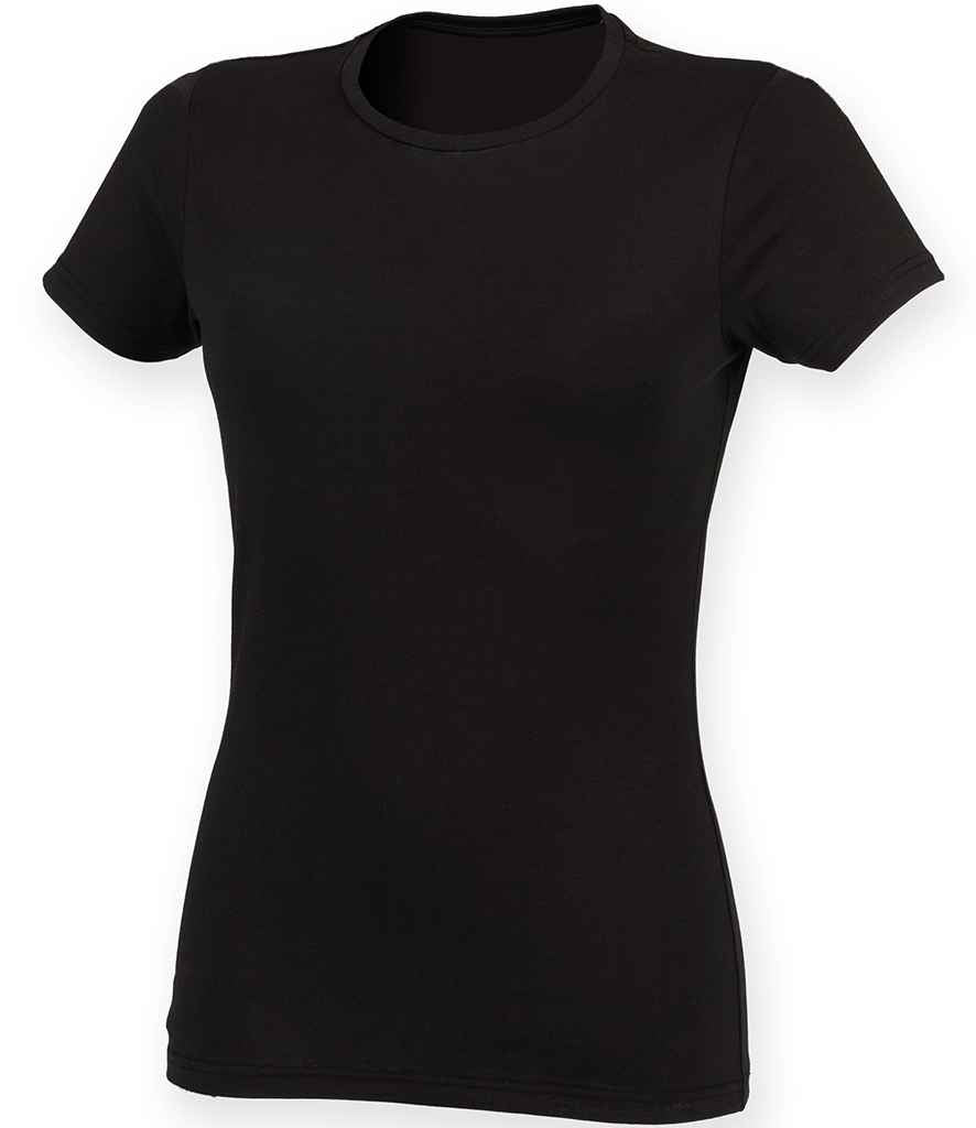 SF Ladies Feel Good Stretch T-Shirt - (2nd Colours) in Black by SF — Custom branded clothing by Print Press, featuring premium embroidery produced in our specialist print lab in the UK.