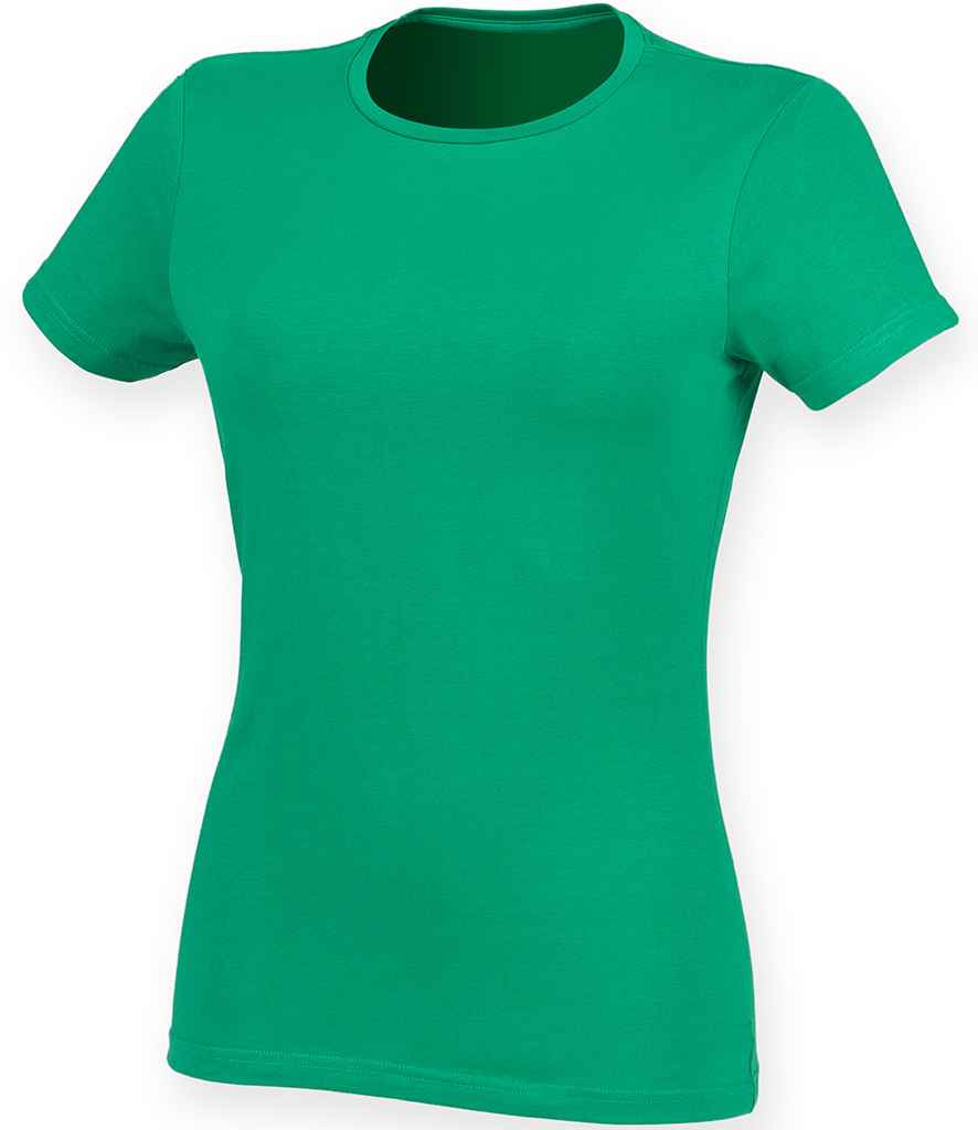 SF Ladies Feel Good Stretch T-Shirt - (2nd Colours) in Green by SF — Custom branded clothing by Print Press, featuring premium embroidery produced in our specialist print lab in the UK.