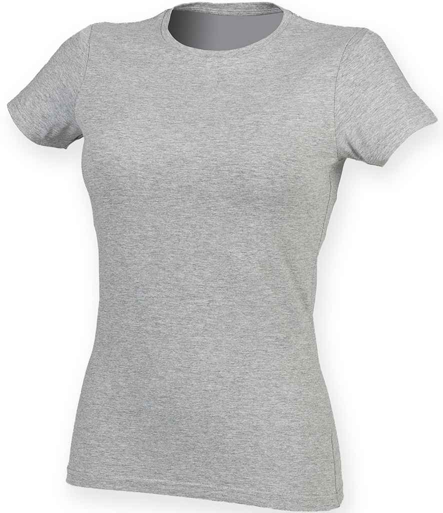 SF Ladies Feel Good Stretch T-Shirt in Heather Grey by SF — Custom branded clothing by Print Press, featuring premium embroidery produced in our specialist print lab in the UK.