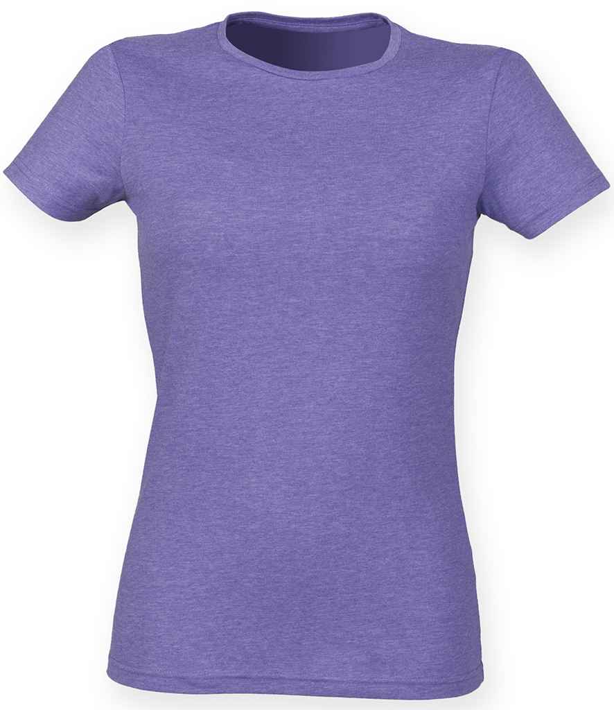 SF Ladies Feel Good Stretch T-Shirt in Heather Purple by SF — Custom branded clothing by Print Press, featuring premium embroidery produced in our specialist print lab in the UK.