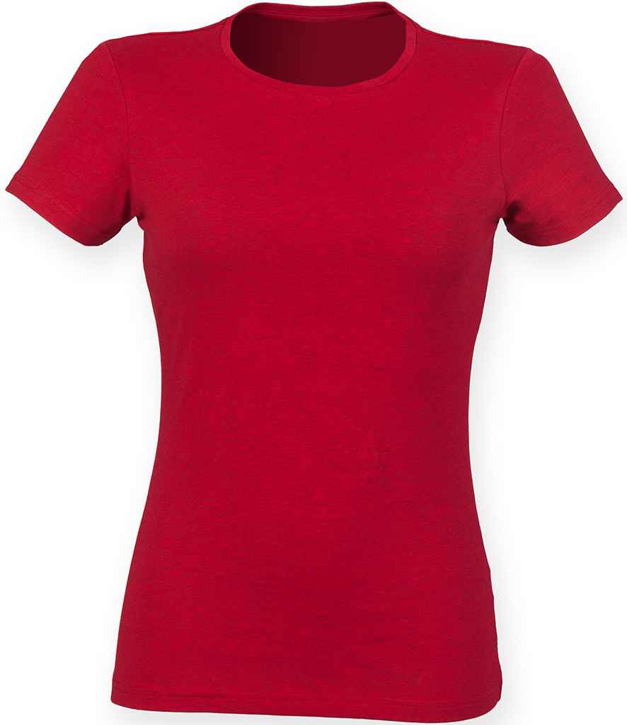 SF Ladies Feel Good Stretch T-Shirt in Heather Red by SF — Custom branded clothing by Print Press, featuring premium embroidery produced in our specialist print lab in the UK.