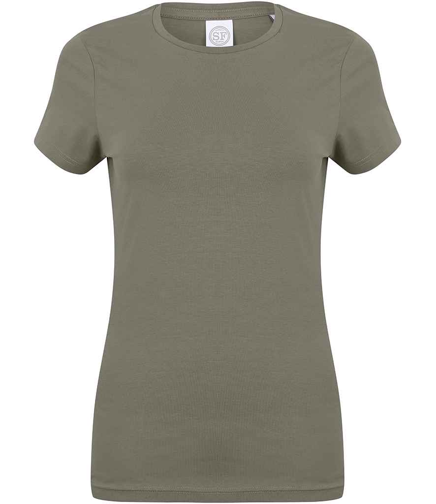 SF Ladies Feel Good Stretch T-Shirt in by SF — Custom branded clothing by Print Press, featuring premium embroidery produced in our specialist print lab in the UK.