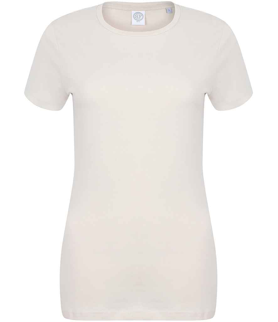 SF Ladies Feel Good Stretch T-Shirt in Light Stone by SF — Custom branded clothing by Print Press, featuring premium embroidery produced in our specialist print lab in the UK.