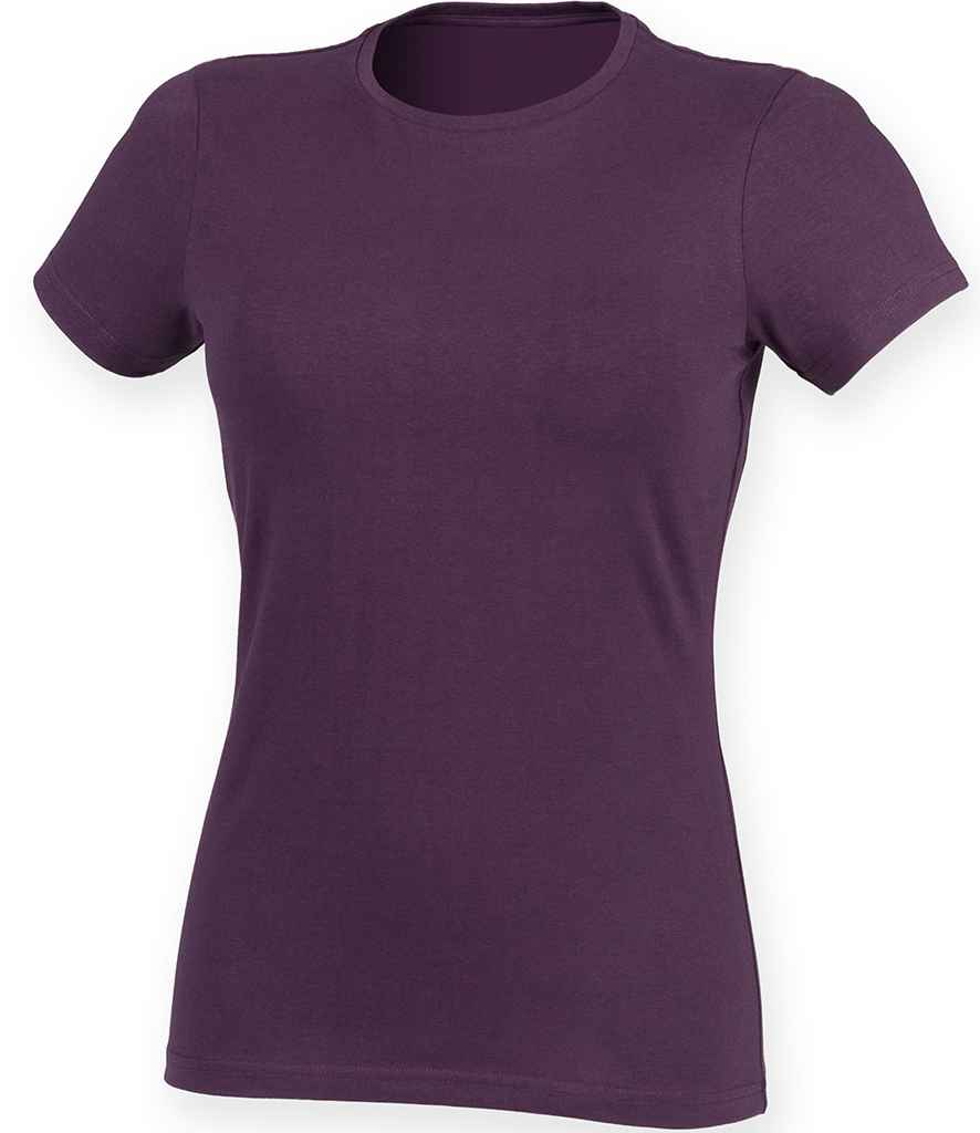 SF Ladies Feel Good Stretch T-Shirt in Purple by SF — Custom branded clothing by Print Press, featuring premium embroidery produced in our specialist print lab in the UK.