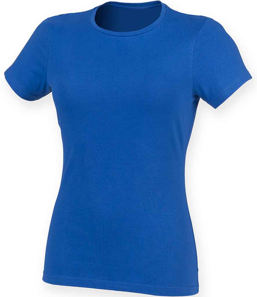 SF Ladies Feel Good Stretch T-Shirt in Royal Blue by SF — Custom branded clothing by Print Press, featuring premium embroidery produced in our specialist print lab in the UK.