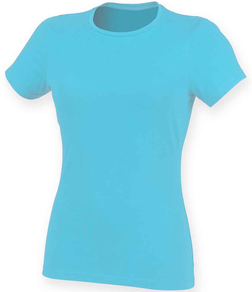 SF Ladies Feel Good Stretch T-Shirt in Surf Blue by SF — Custom branded clothing by Print Press, featuring premium embroidery produced in our specialist print lab in the UK.
