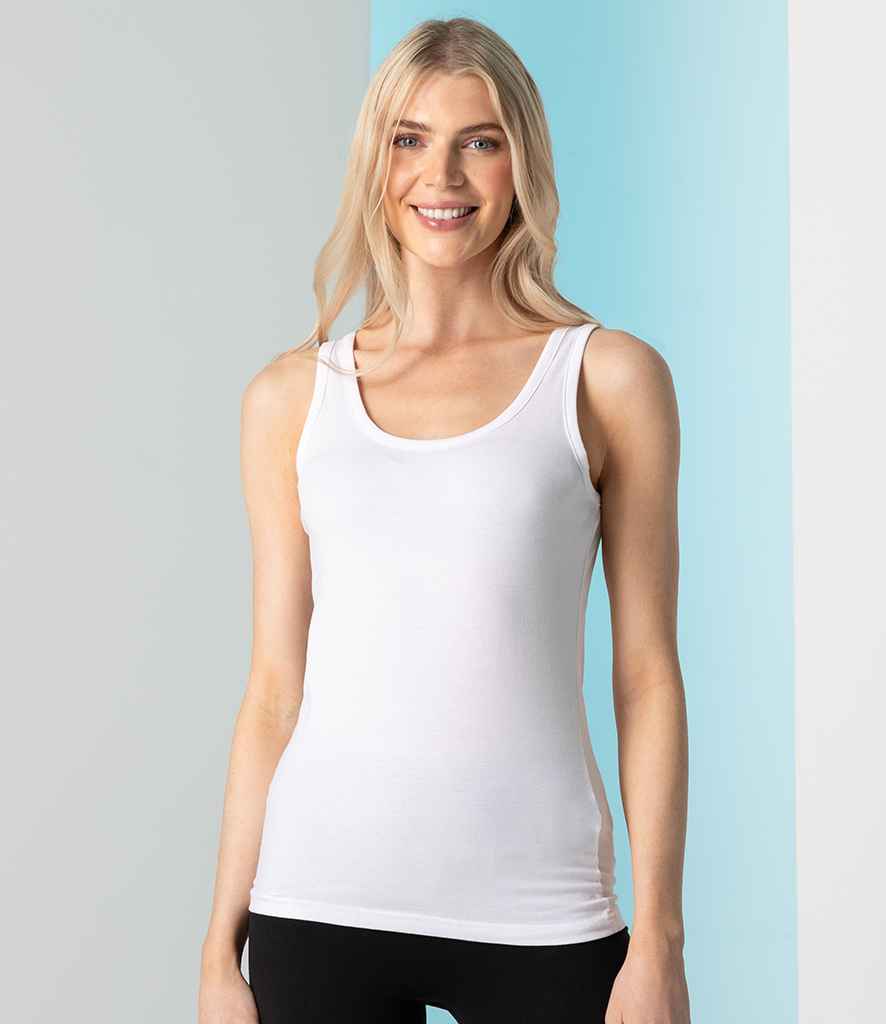 SF Ladies Feel Good Stretch Vest in White by SF — Custom branded clothing by Print Press, featuring premium embroidery produced in our specialist print lab in the UK.