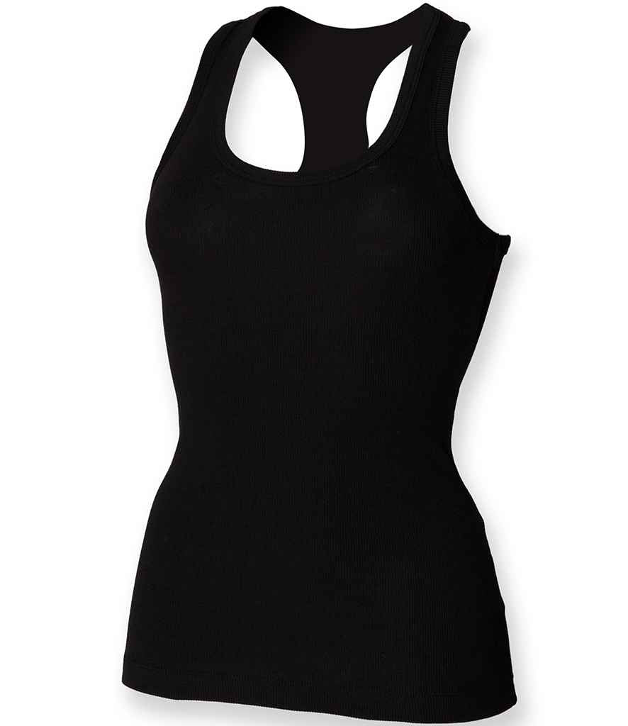 SF Ladies Stretch Rib Racer Back Vest in by SF — Custom branded clothing by Print Press, featuring premium embroidery produced in our specialist print lab in the UK.