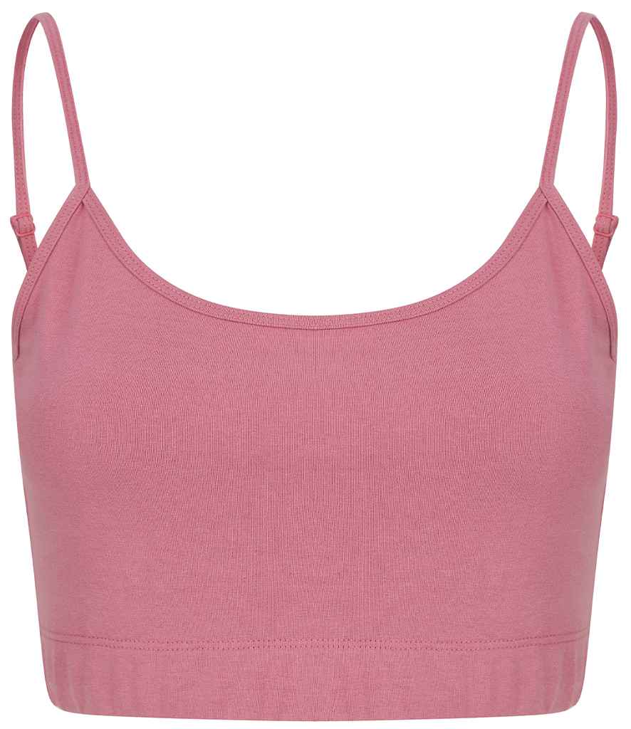 SF Ladies Sustainable Cropped Cami Vest Top in Dusky Pink by SF — Custom branded clothing by Print Press, featuring premium embroidery produced in our specialist print lab in the UK.