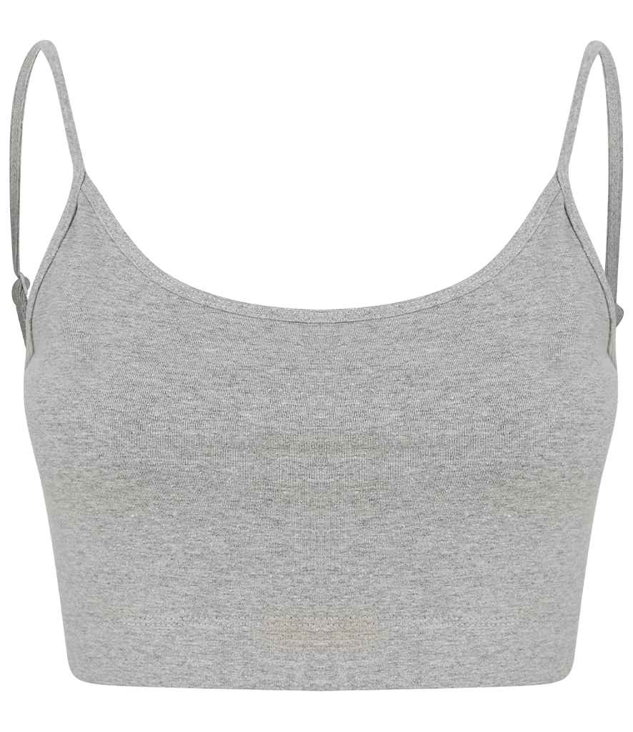 SF Ladies Sustainable Cropped Cami Vest Top in Heather Grey by SF — Custom branded clothing by Print Press, featuring premium embroidery produced in our specialist print lab in the UK.