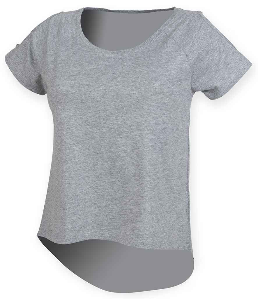 SF Ladies Drop Tail T-Shirt in Heather Grey by SF — Custom branded clothing by Print Press, featuring premium embroidery produced in our specialist print lab in the UK.