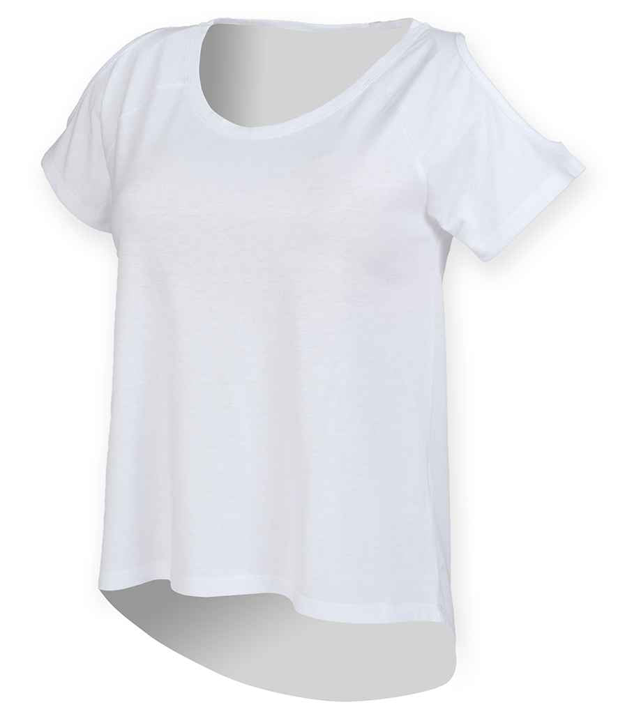 SF Ladies Drop Tail T-Shirt in White by SF — Custom branded clothing by Print Press, featuring premium embroidery produced in our specialist print lab in the UK.