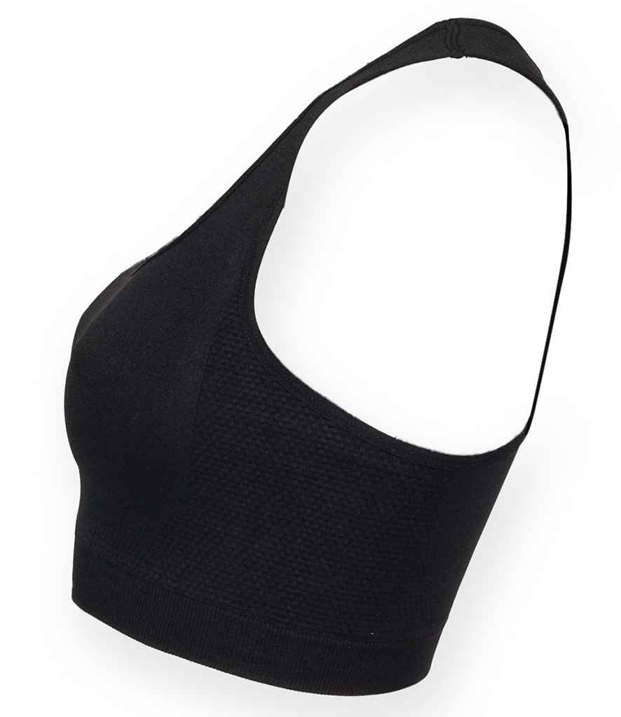 SF Ladies Workout Crop Top in by SF — Custom branded clothing by Print Press, featuring premium embroidery produced in our specialist print lab in the UK.