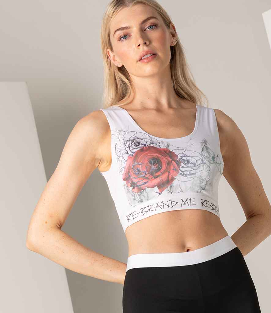 SF Ladies Fashion Crop Top in White White by SF — Custom branded clothing by Print Press, featuring premium embroidery produced in our specialist print lab in the UK.