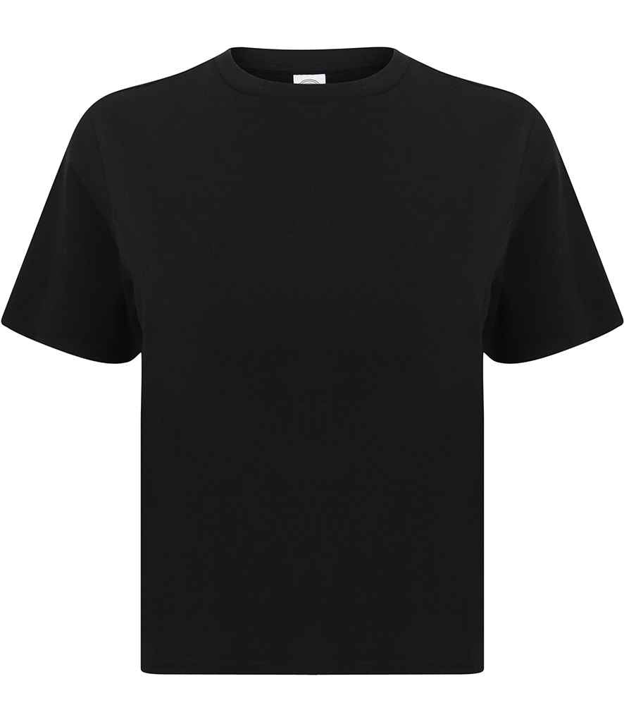 SF Ladies Cropped Boxy T-Shirt in Black by SF — Custom branded clothing by Print Press, featuring premium embroidery produced in our specialist print lab in the UK.