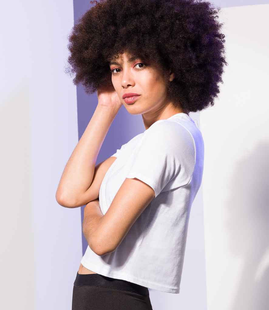 SF Ladies Cropped Boxy T-Shirt in by SF — Custom branded clothing by Print Press, featuring premium embroidery produced in our specialist print lab in the UK.
