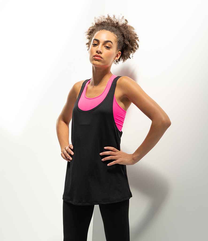 SF Ladies Fashion Workout Vest in Black by SF — Custom branded clothing by Print Press, featuring premium embroidery produced in our specialist print lab in the UK.