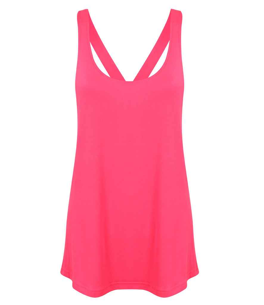 SF Ladies Fashion Workout Vest in Neon Pink by SF — Custom branded clothing by Print Press, featuring premium embroidery produced in our specialist print lab in the UK.