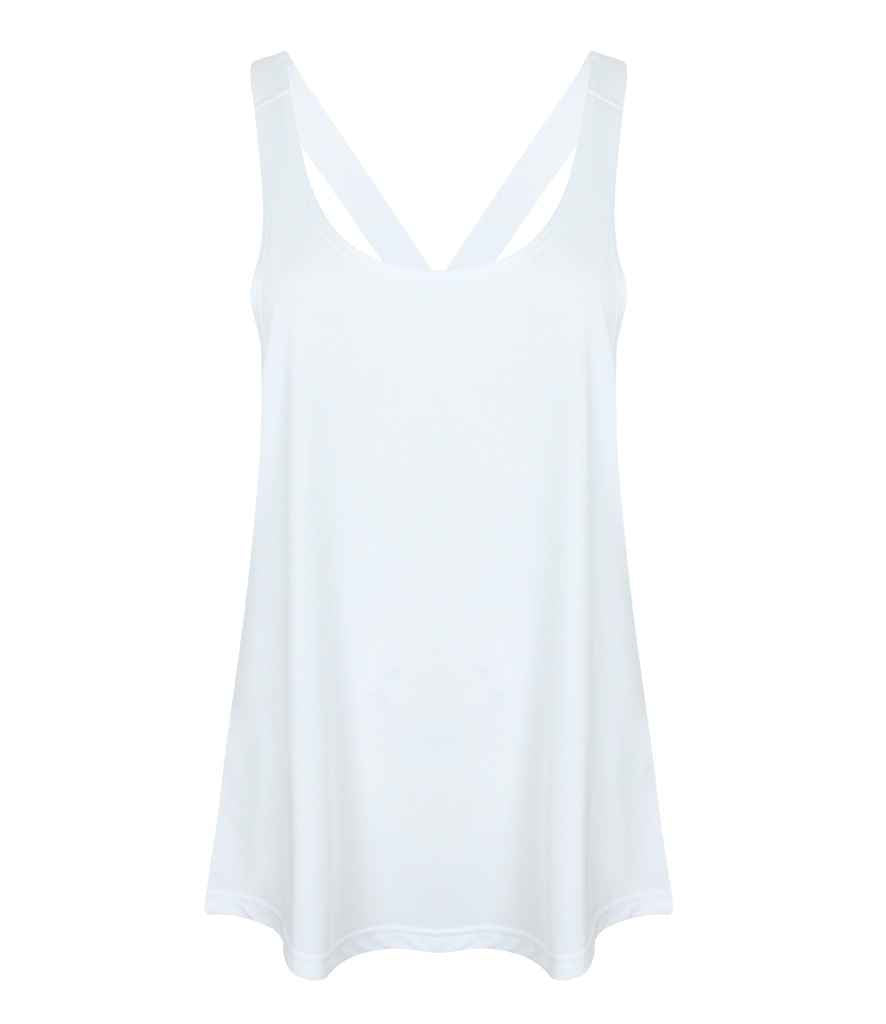 SF Ladies Fashion Workout Vest in White by SF — Custom branded clothing by Print Press, featuring premium embroidery produced in our specialist print lab in the UK.