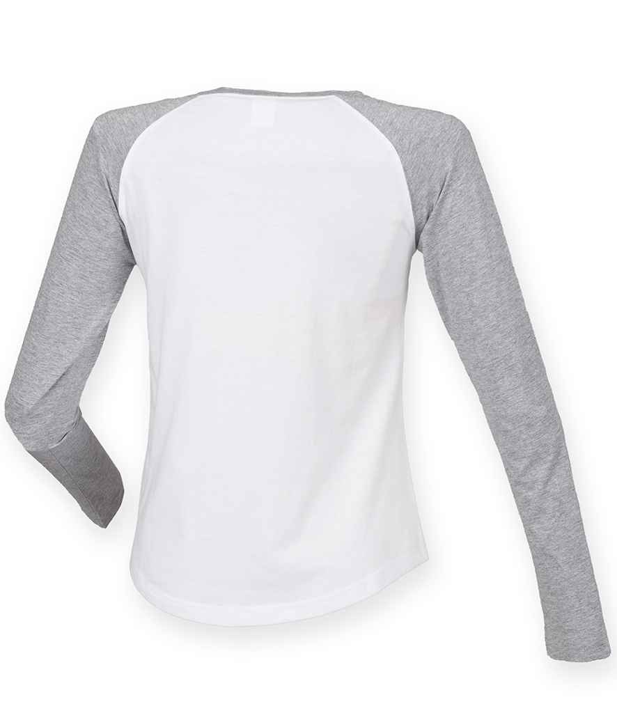 SF Ladies Long Sleeve Baseball T-Shirt in by SF — Custom branded clothing by Print Press, featuring premium embroidery produced in our specialist print lab in the UK.