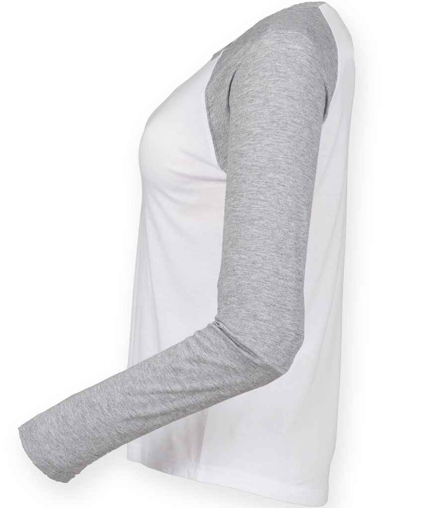 SF Ladies Long Sleeve Baseball T-Shirt in by SF — Custom branded clothing by Print Press, featuring premium embroidery produced in our specialist print lab in the UK.