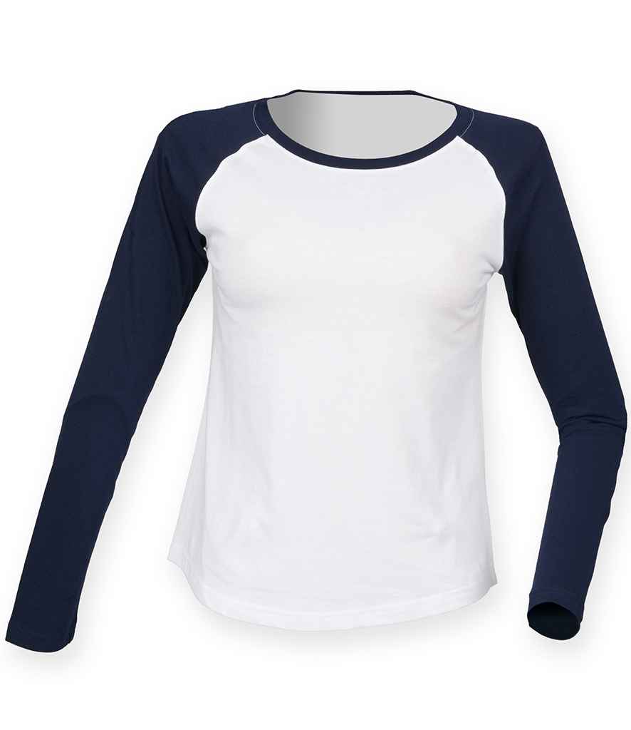SF Ladies Long Sleeve Baseball T-Shirt in by SF — Custom branded clothing by Print Press, featuring premium embroidery produced in our specialist print lab in the UK.