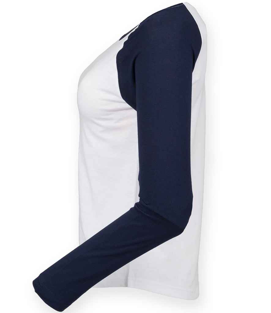 SF Ladies Long Sleeve Baseball T-Shirt in by SF — Custom branded clothing by Print Press, featuring premium embroidery produced in our specialist print lab in the UK.