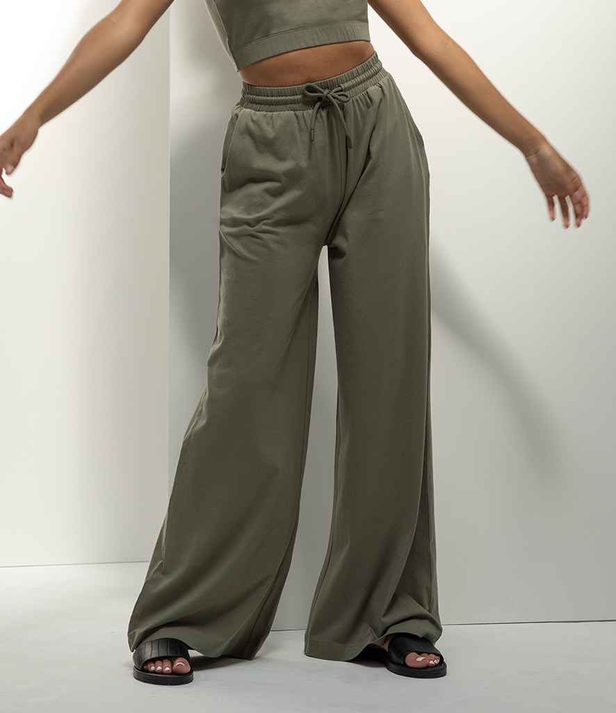 SF Ladies Sustainable Wide Leg Joggers in Khaki by SF — Custom branded clothing by Print Press, featuring premium embroidery produced in our specialist print lab in the UK.