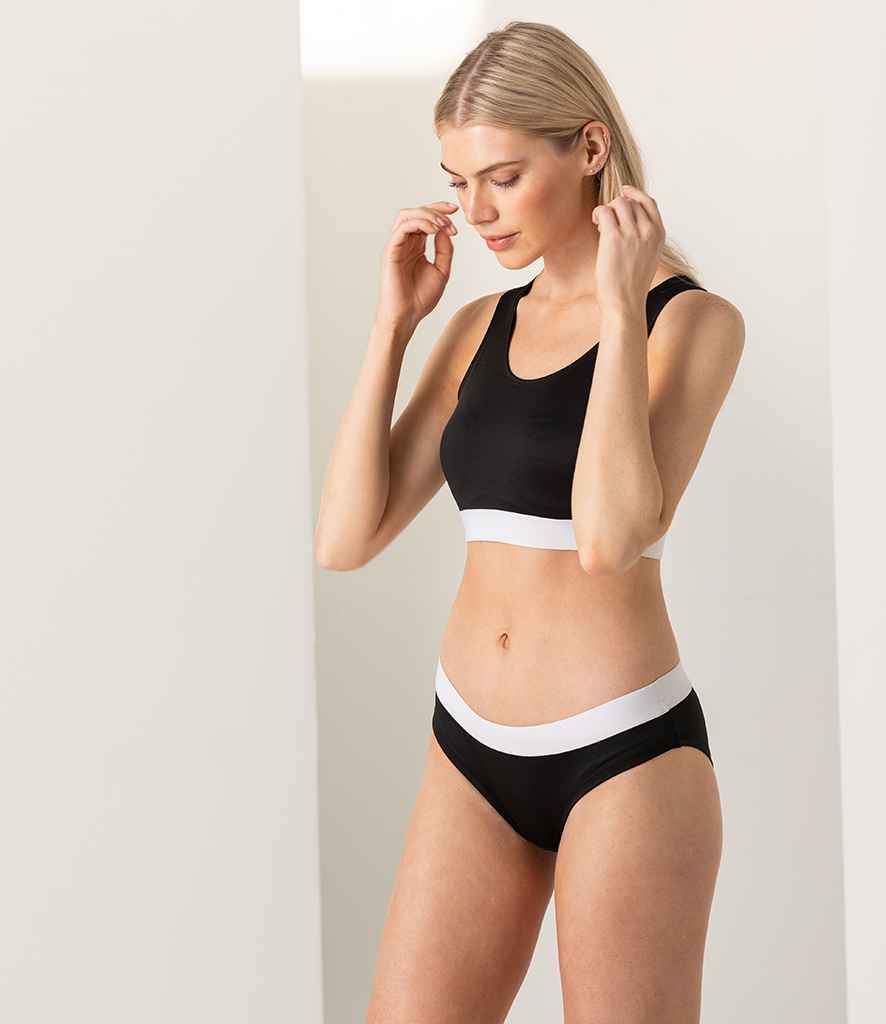 SF Ladies Fashion Briefs in Black White by SF — Custom branded clothing by Print Press, featuring premium embroidery produced in our specialist print lab in the UK.