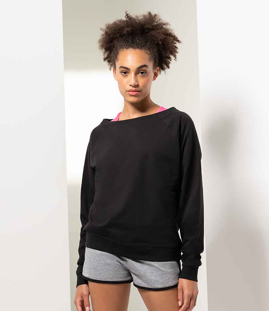 SF Ladies Slounge Sweatshirt in Black by SF — Custom branded clothing by Print Press, featuring premium embroidery produced in our specialist print lab in the UK.